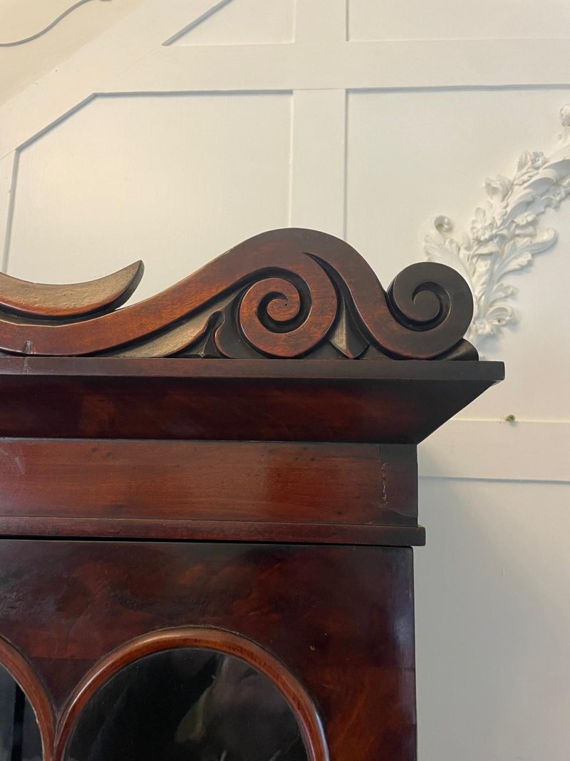 Small Antique Regency Quality Figured Mahogany Secretaire Bookcase - Image 9